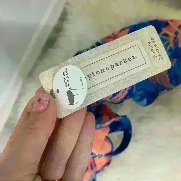 Peyton & Parker blue colorful palm frawn floral print one piece sz xxl 20/22 - Picture 8 of 9